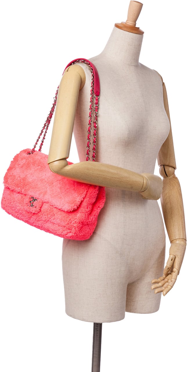 Chanel Medium Quilted Terry Cloth Coco Beach Flap Roze