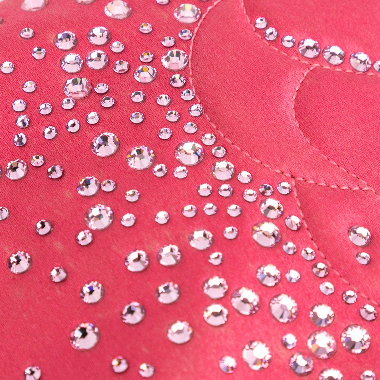 Chanel Satin Diamante Camellia Clutch with Chain Roze