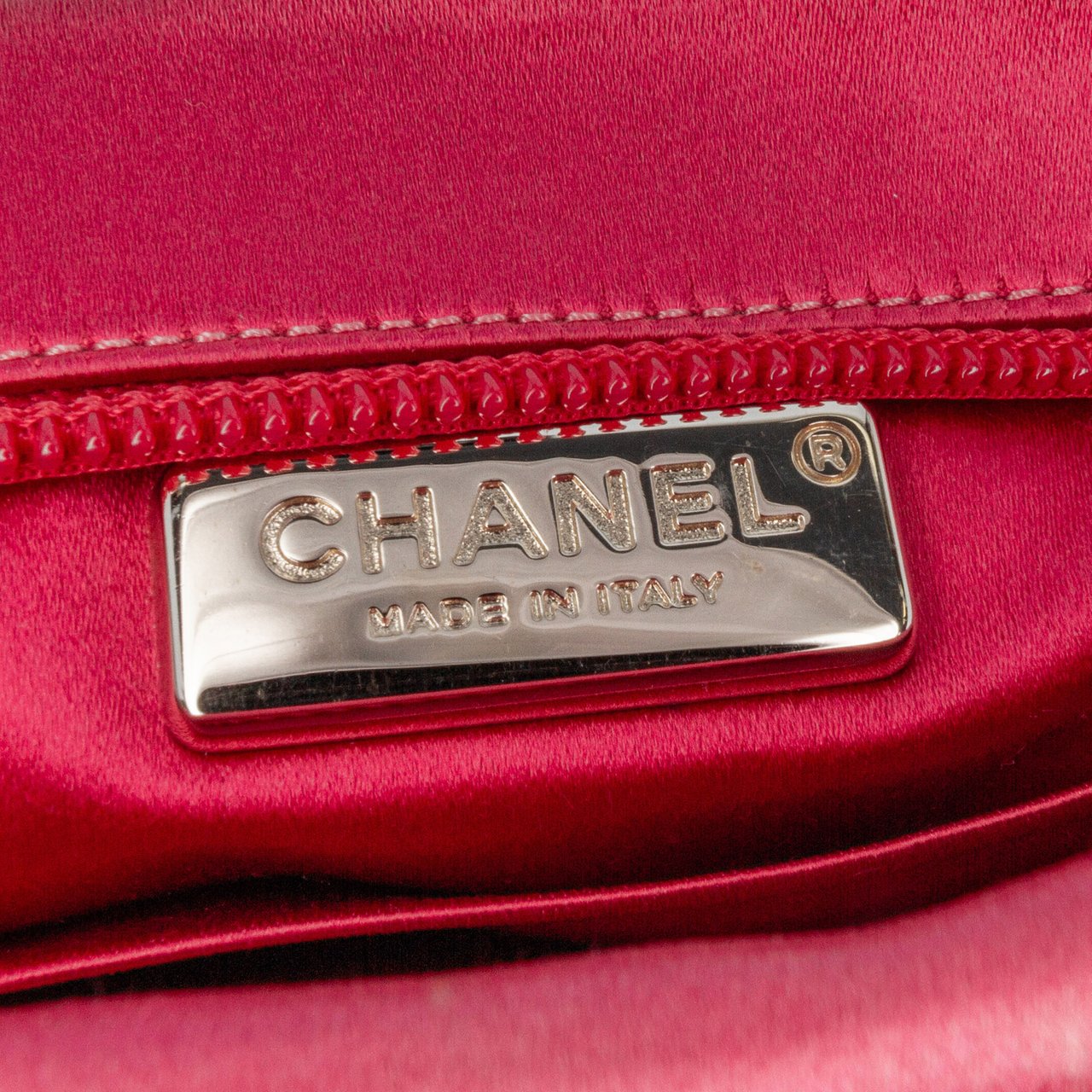 Chanel Satin Diamante Camellia Clutch with Chain Roze
