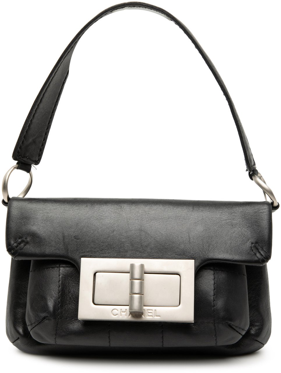 Chanel Mini Calfskin Giant Mademoiselle Turnlock Flap Zwart