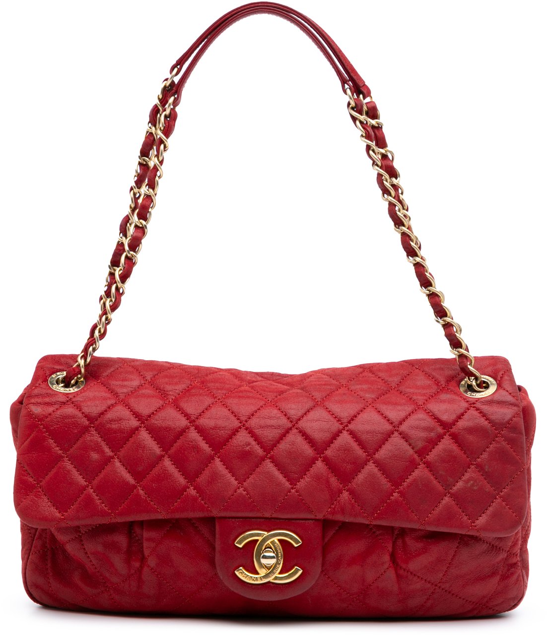 Chanel Large Iridescent Calfskin Chic Quilt Flap Rood