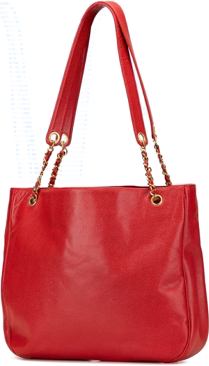 Chanel CC Caviar Chain Tote Rood