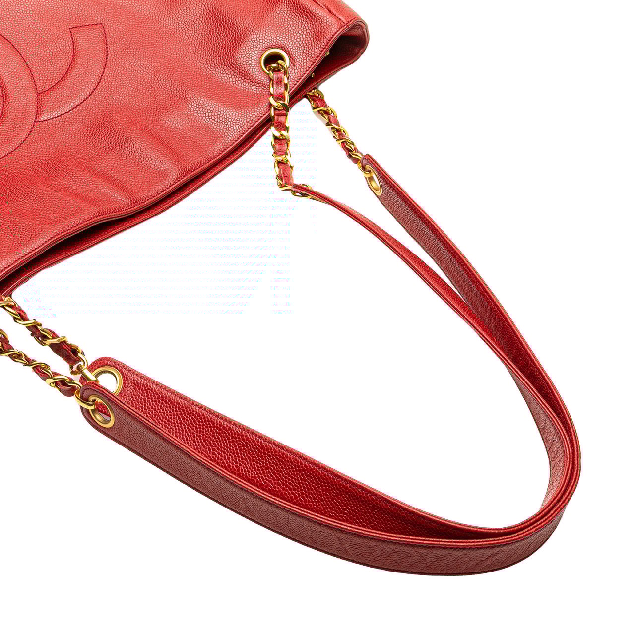 Chanel CC Caviar Chain Tote Rood