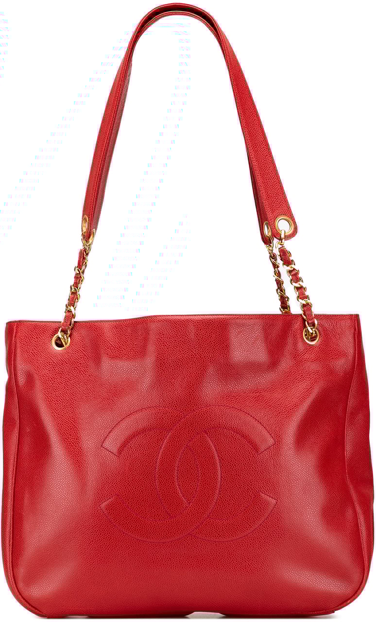 Chanel CC Caviar Chain Tote Rood