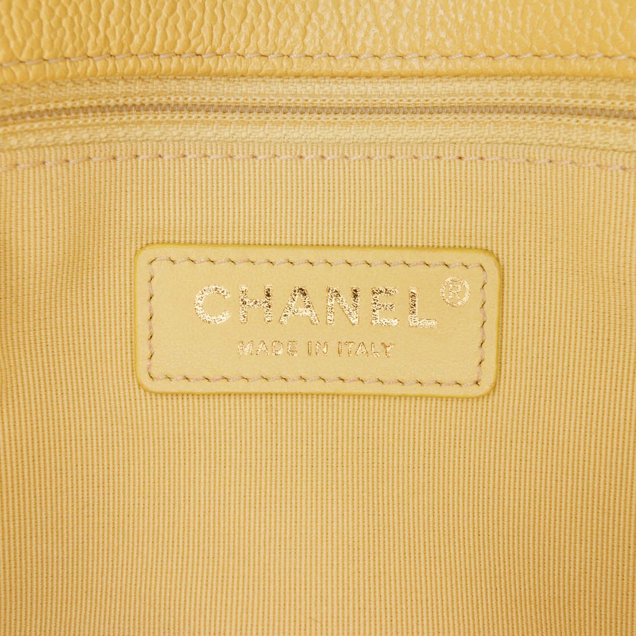 Chanel Small Quilted Caviar Chain Melody Flap Geel