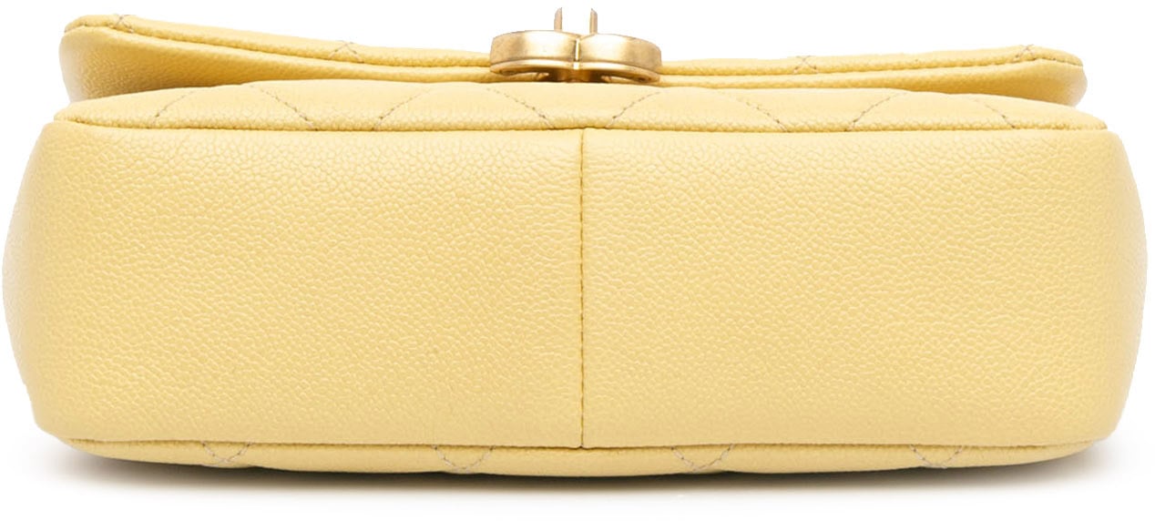 Chanel Small Quilted Caviar Chain Melody Flap Geel