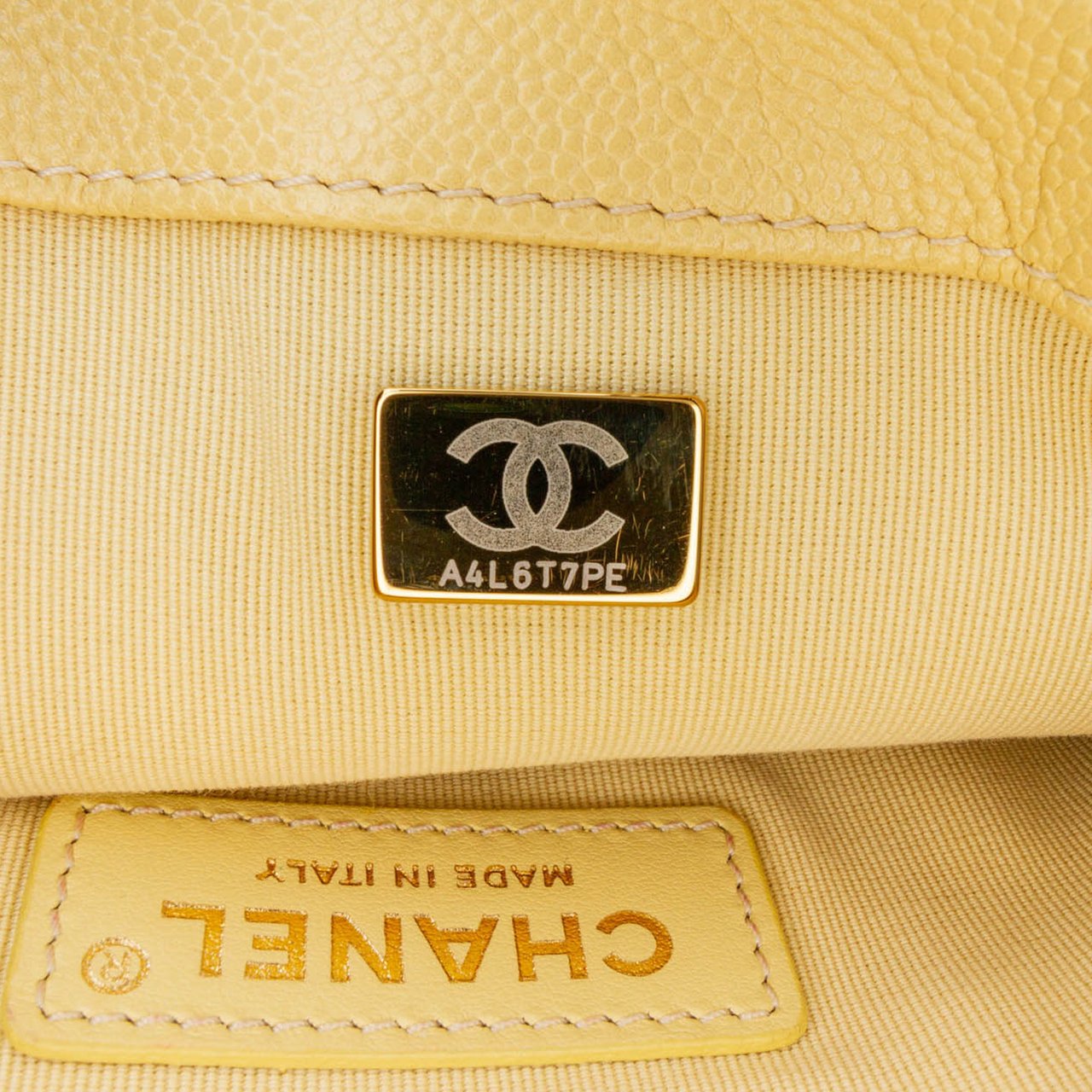 Chanel Small Quilted Caviar Chain Melody Flap Geel
