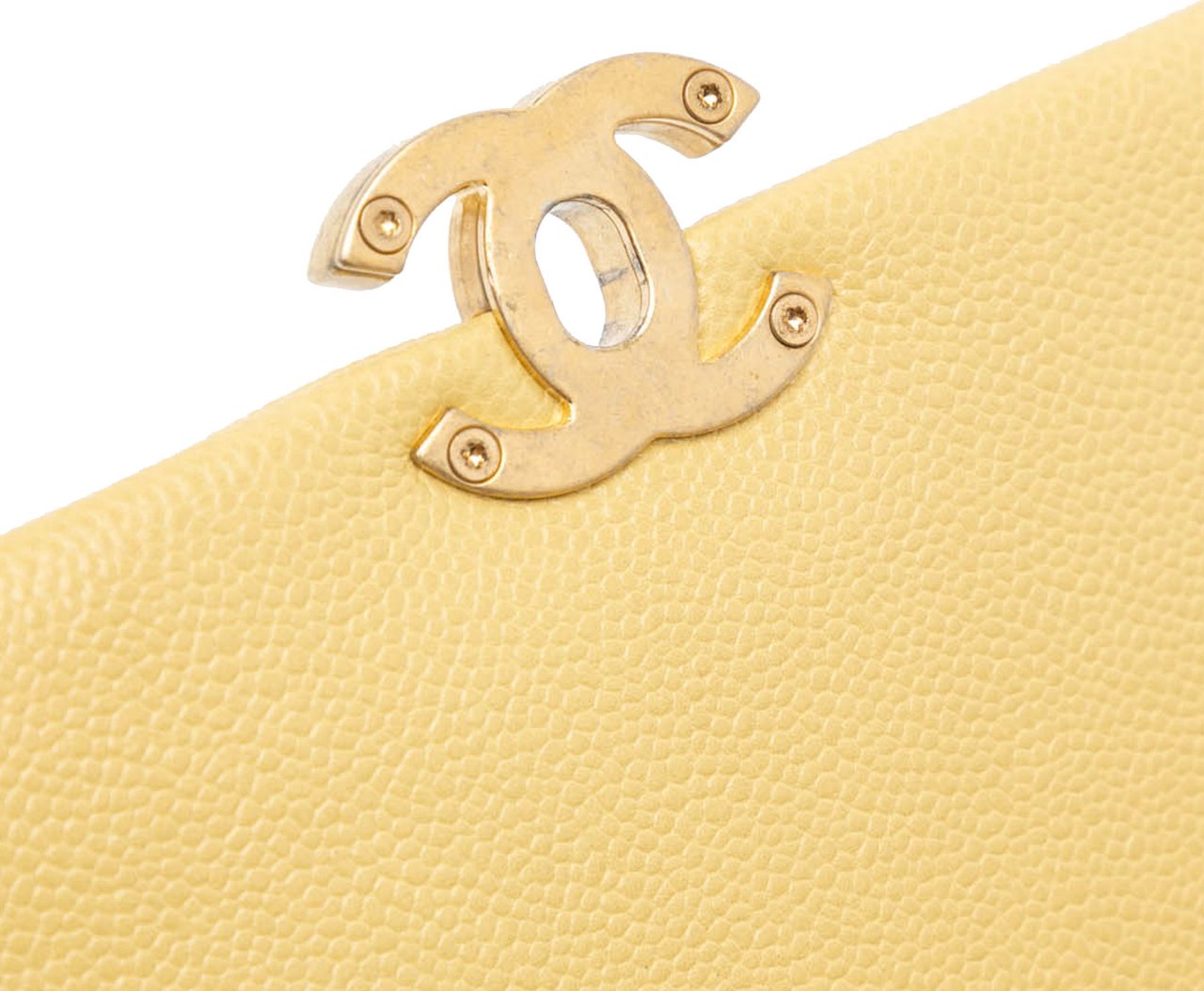 Chanel Small Quilted Caviar Chain Melody Flap Geel