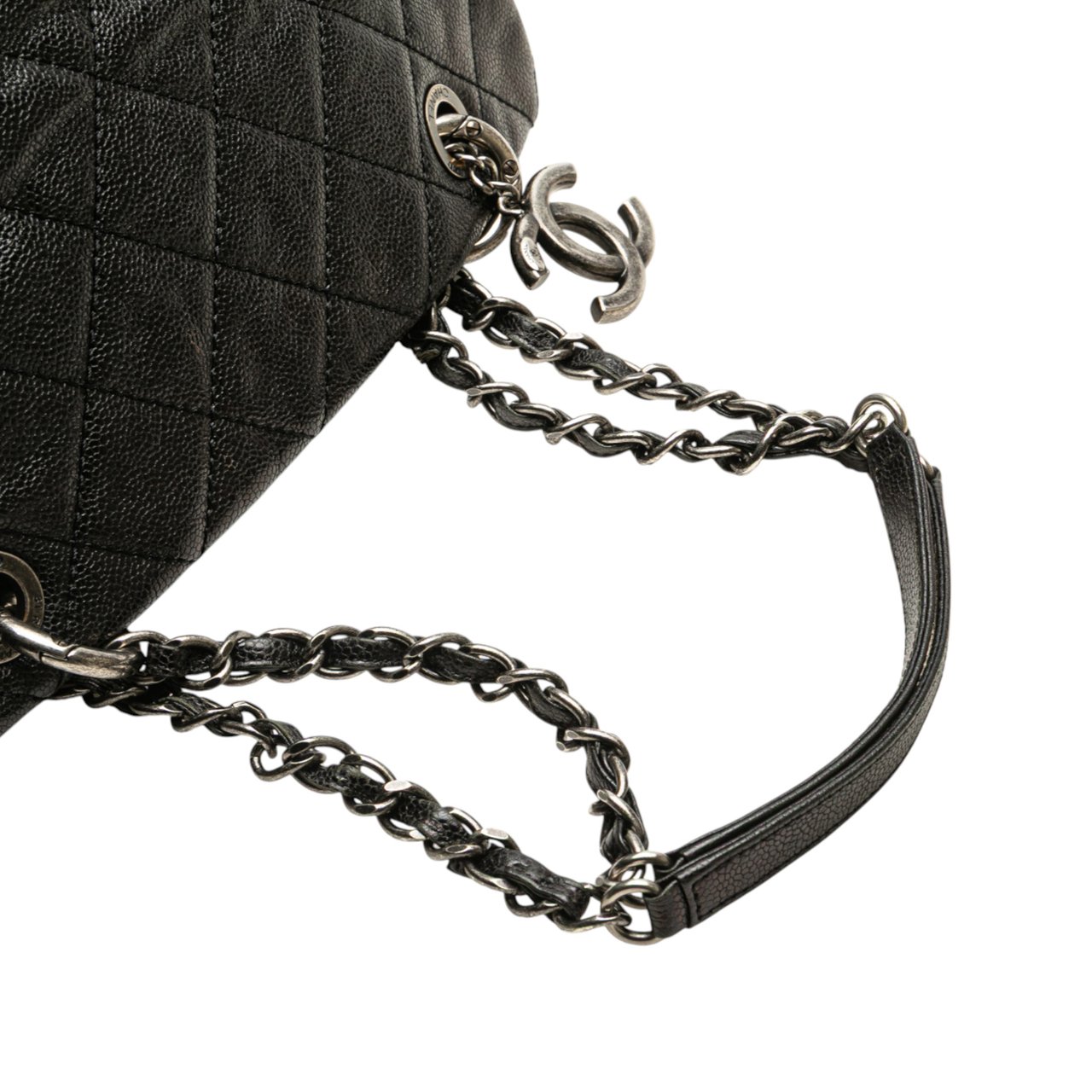 Chanel Quilted Iridescent Caviar Chic Shopping Tote Zwart