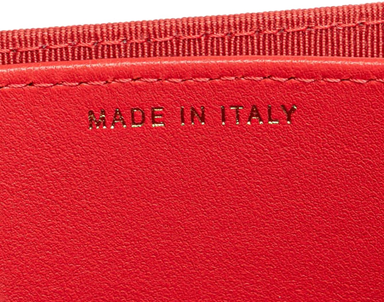 Chanel Quilted Lambskin Flap Card Holder on Chain Rood