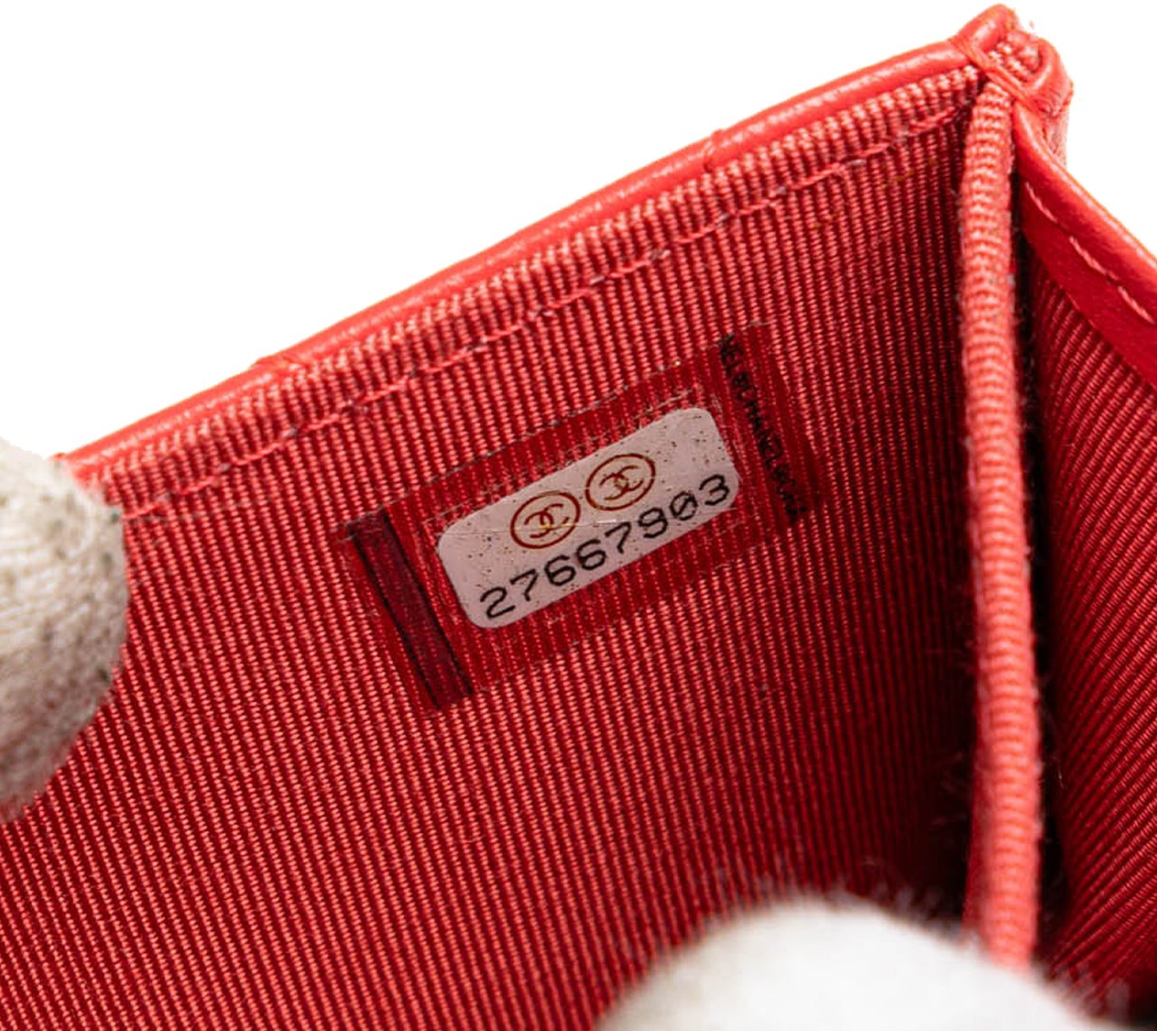 Chanel Quilted Lambskin Flap Card Holder on Chain Rood