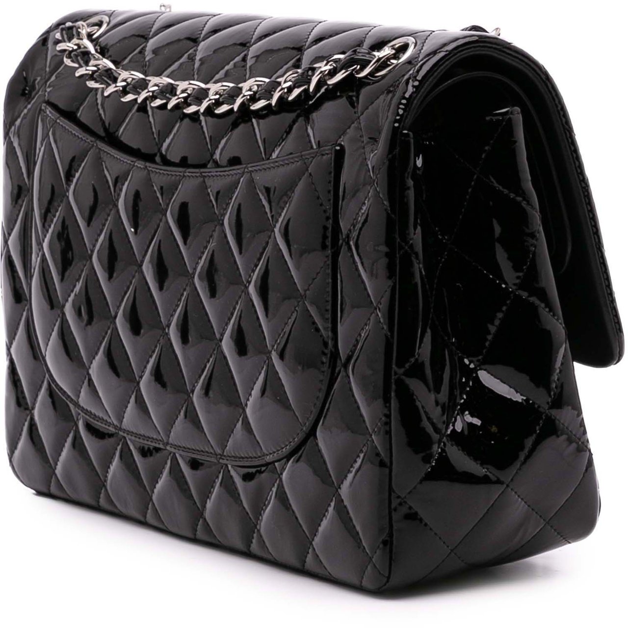 Chanel Jumbo Classic Patent Double Flap Zwart