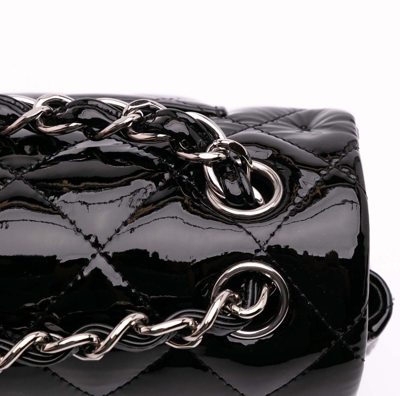 Chanel Jumbo Classic Patent Double Flap Zwart