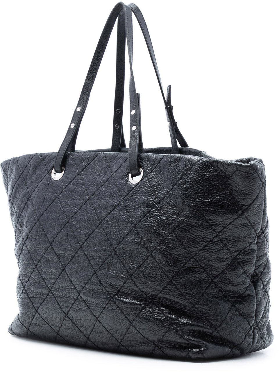 Chanel Large Glazed Calfskin On The Road Tote Zwart