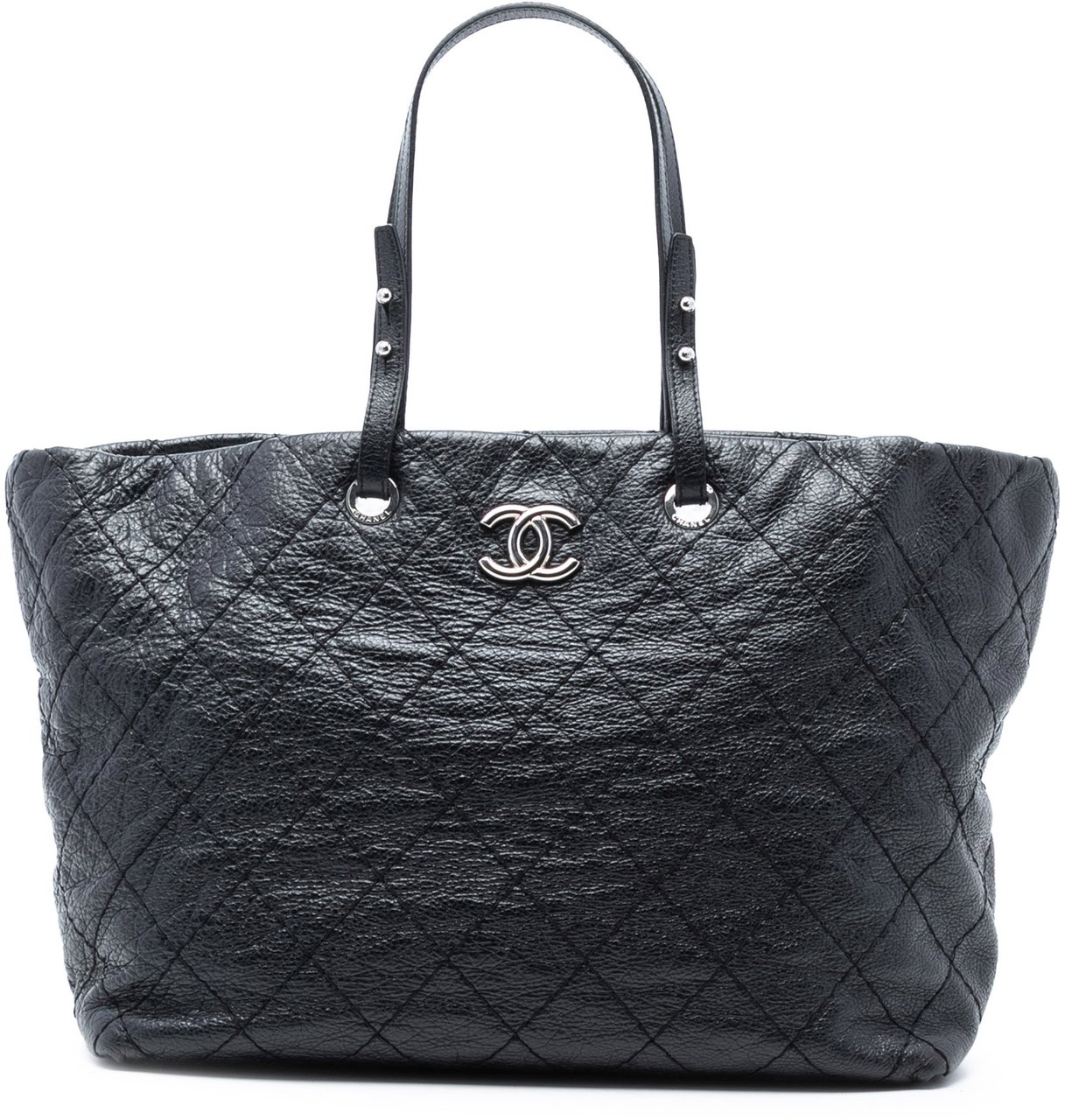 Chanel Large Glazed Calfskin On The Road Tote Zwart