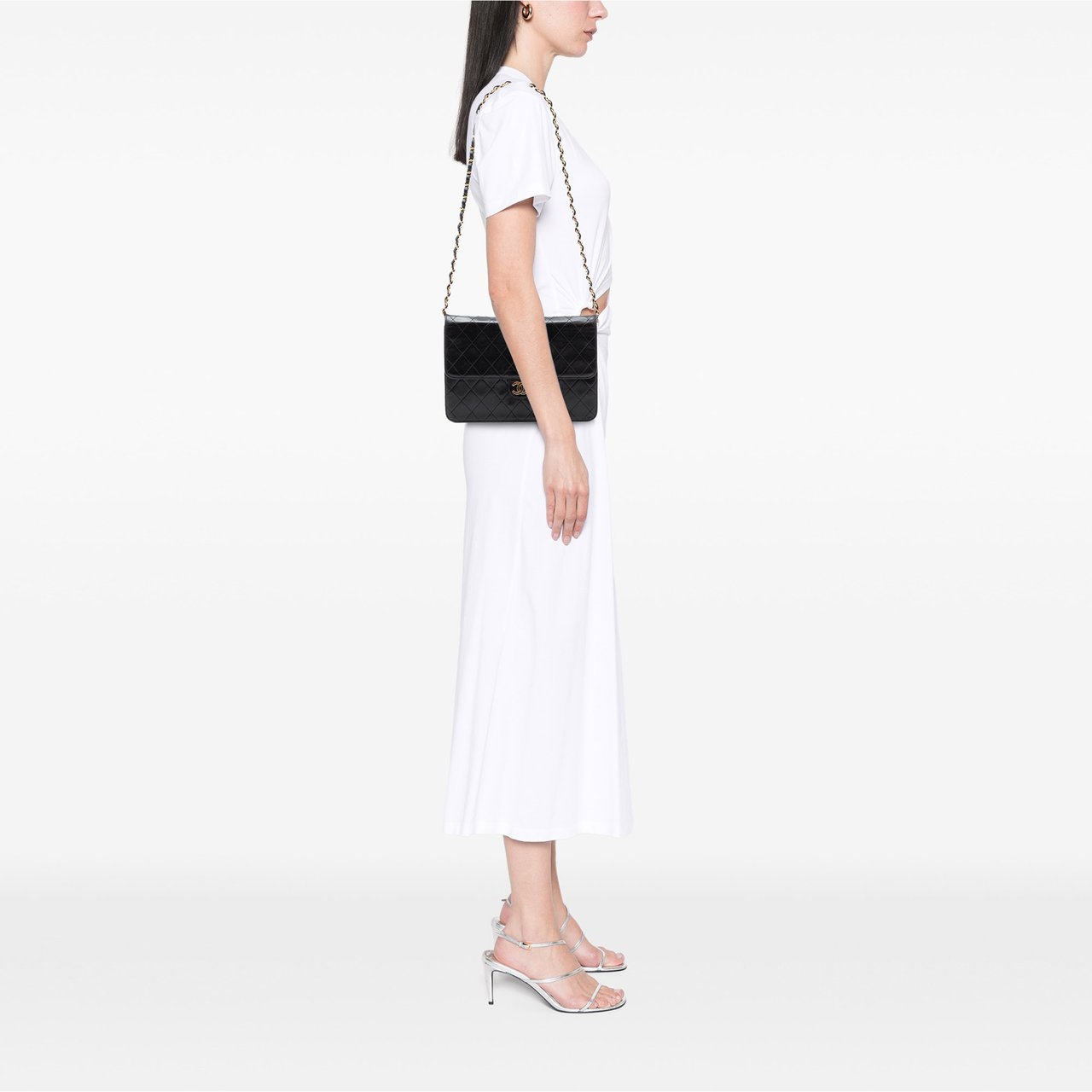 Chanel Medium CC Quilted Lambskin Single Flap Zwart