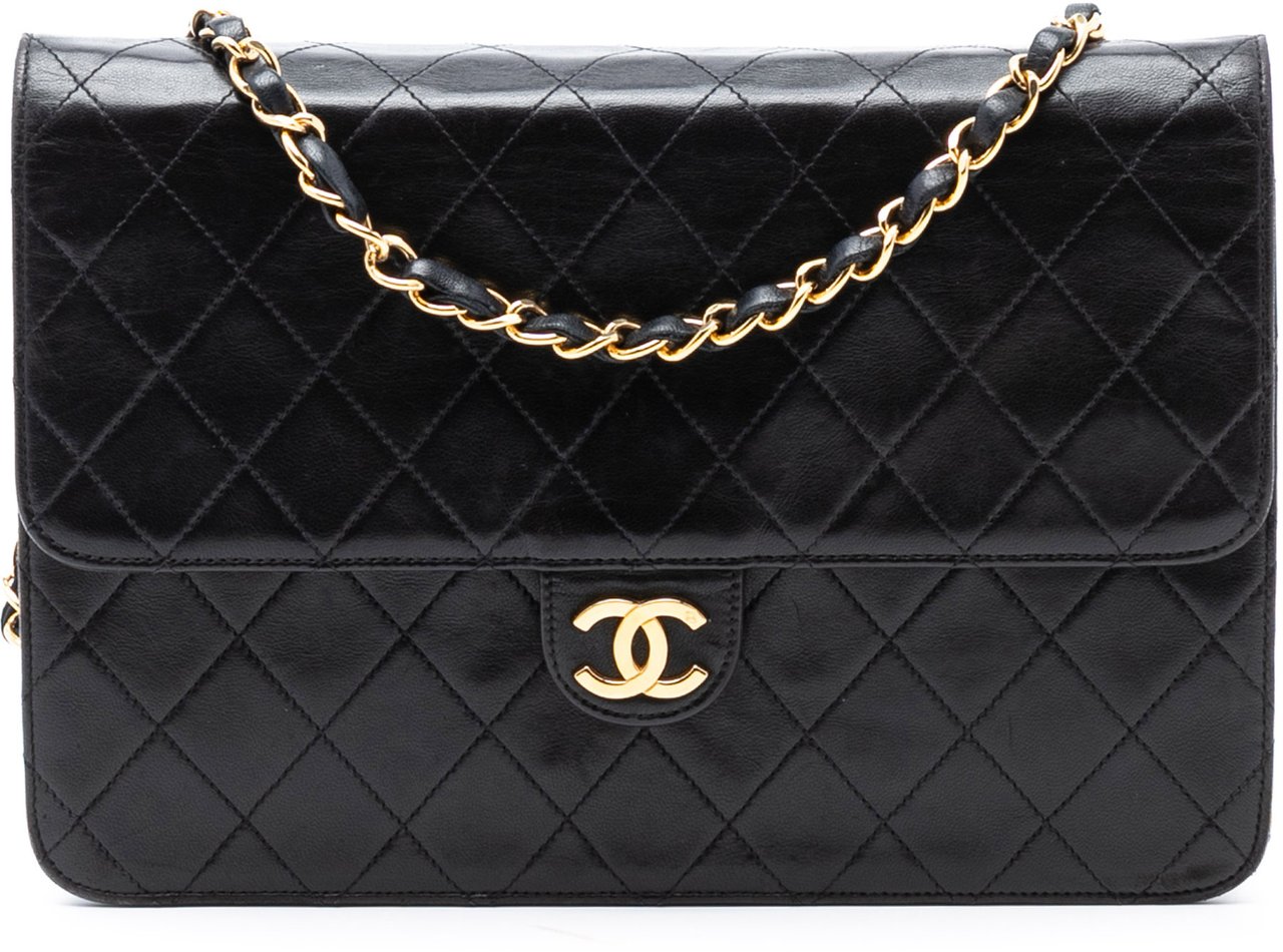 Chanel Medium CC Quilted Lambskin Single Flap Zwart