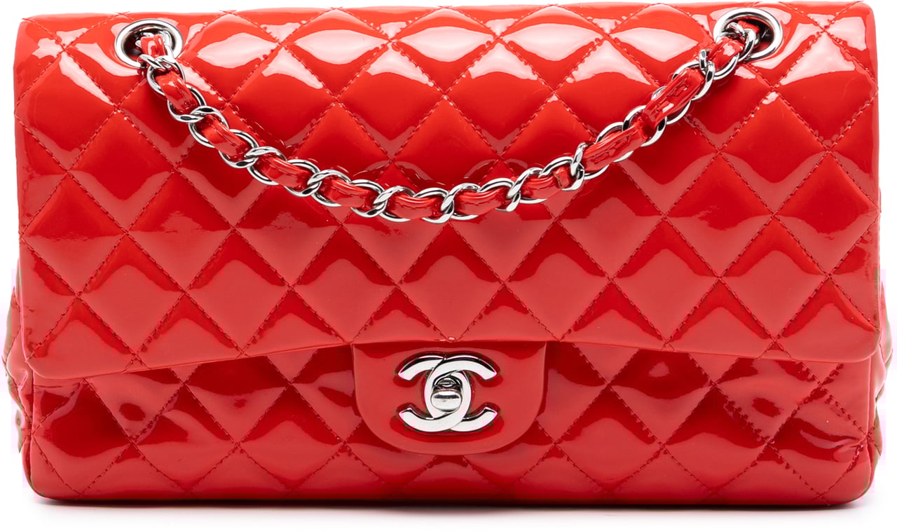 Chanel Medium Classic Patent Double Flap Rood