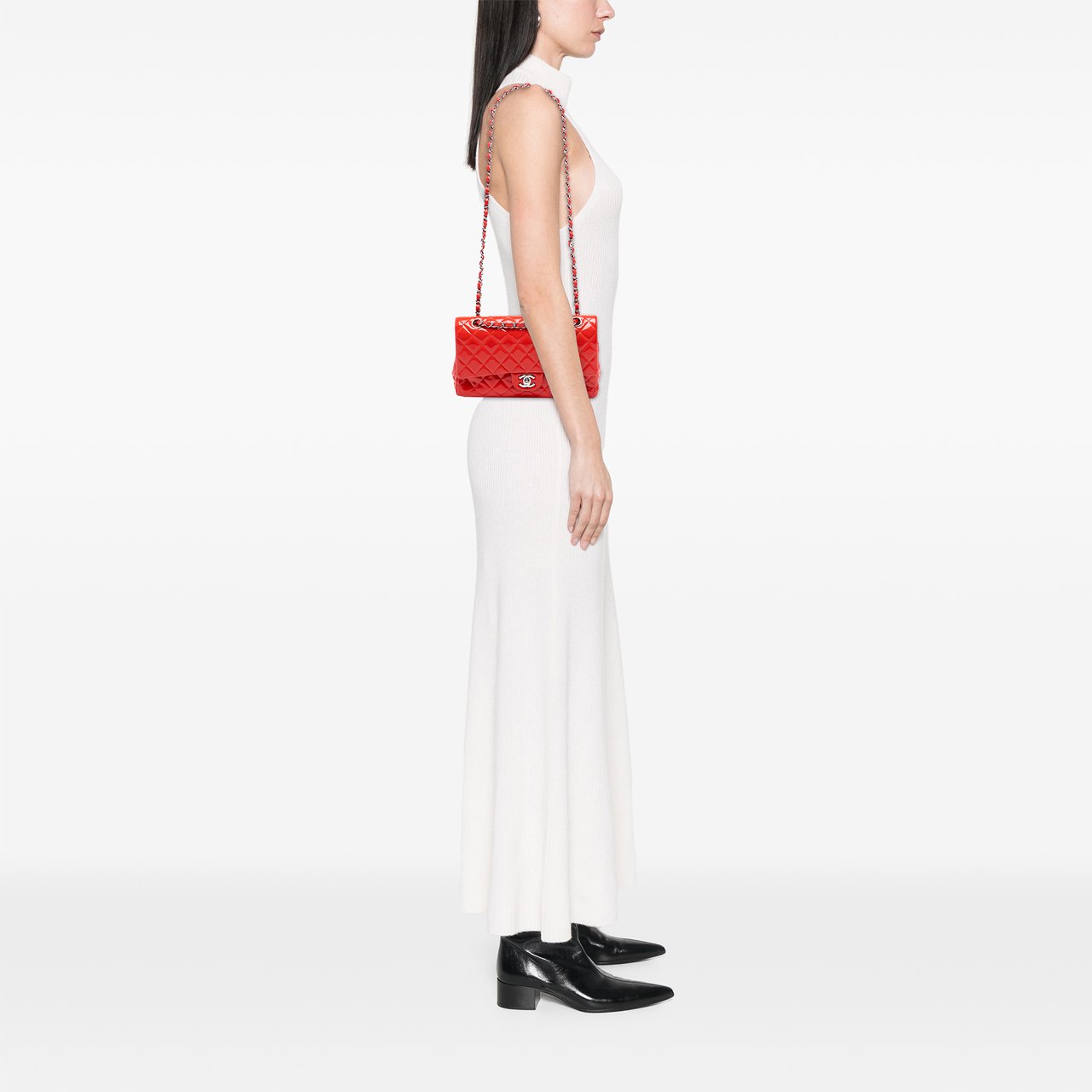 Chanel Medium Classic Patent Double Flap Rood