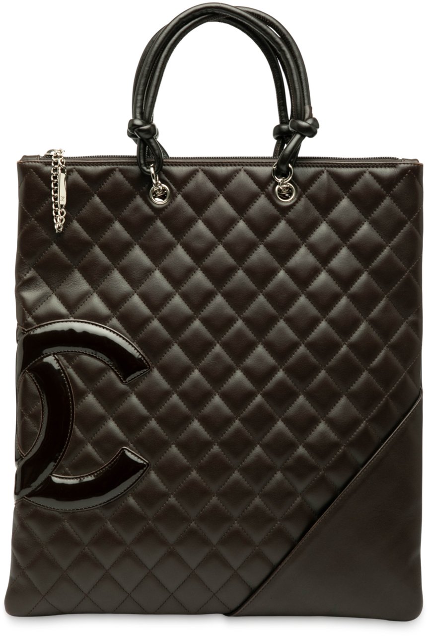 Chanel Quilted Lambskin Cambon Ligne Flat Tote Bruin