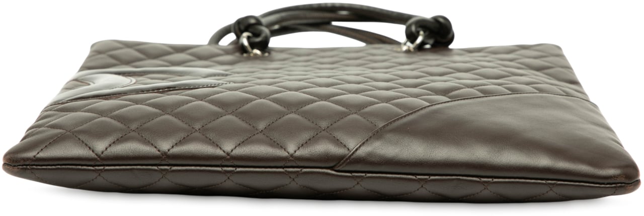 Chanel Quilted Lambskin Cambon Ligne Flat Tote Bruin