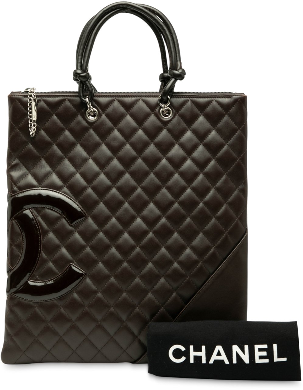 Chanel Quilted Lambskin Cambon Ligne Flat Tote Bruin
