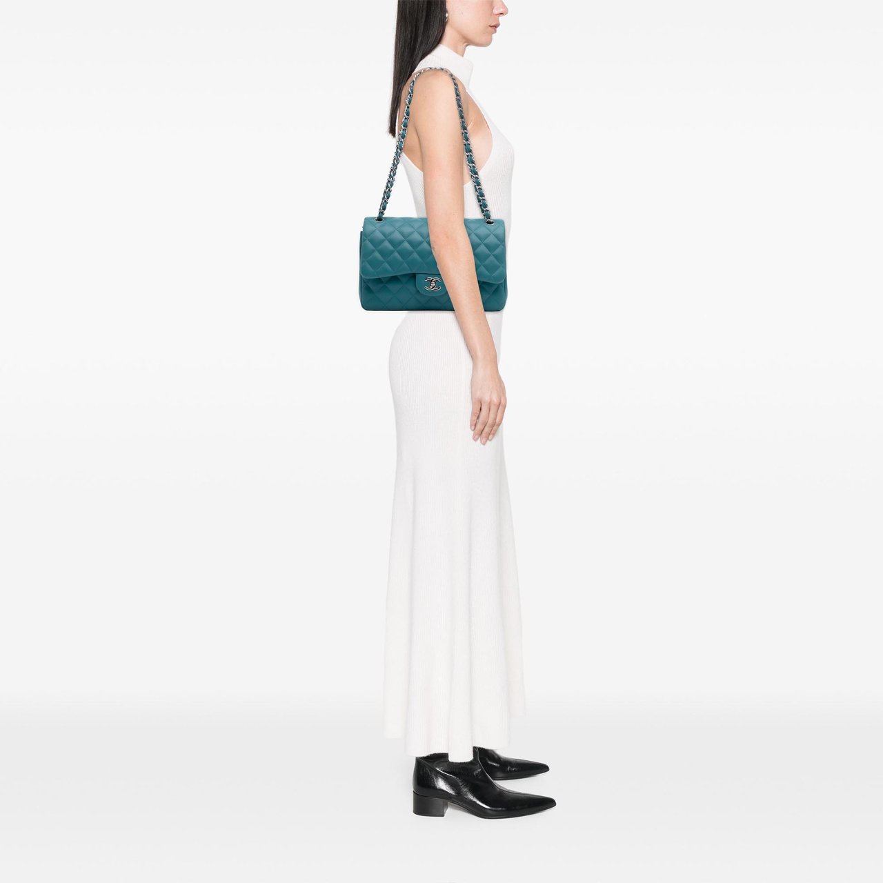 Chanel Jumbo Classic Lambskin Double Flap Blauw