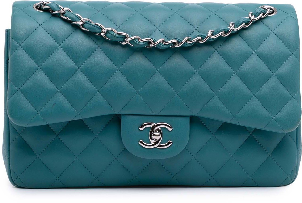 Chanel Jumbo Classic Lambskin Double Flap Blauw