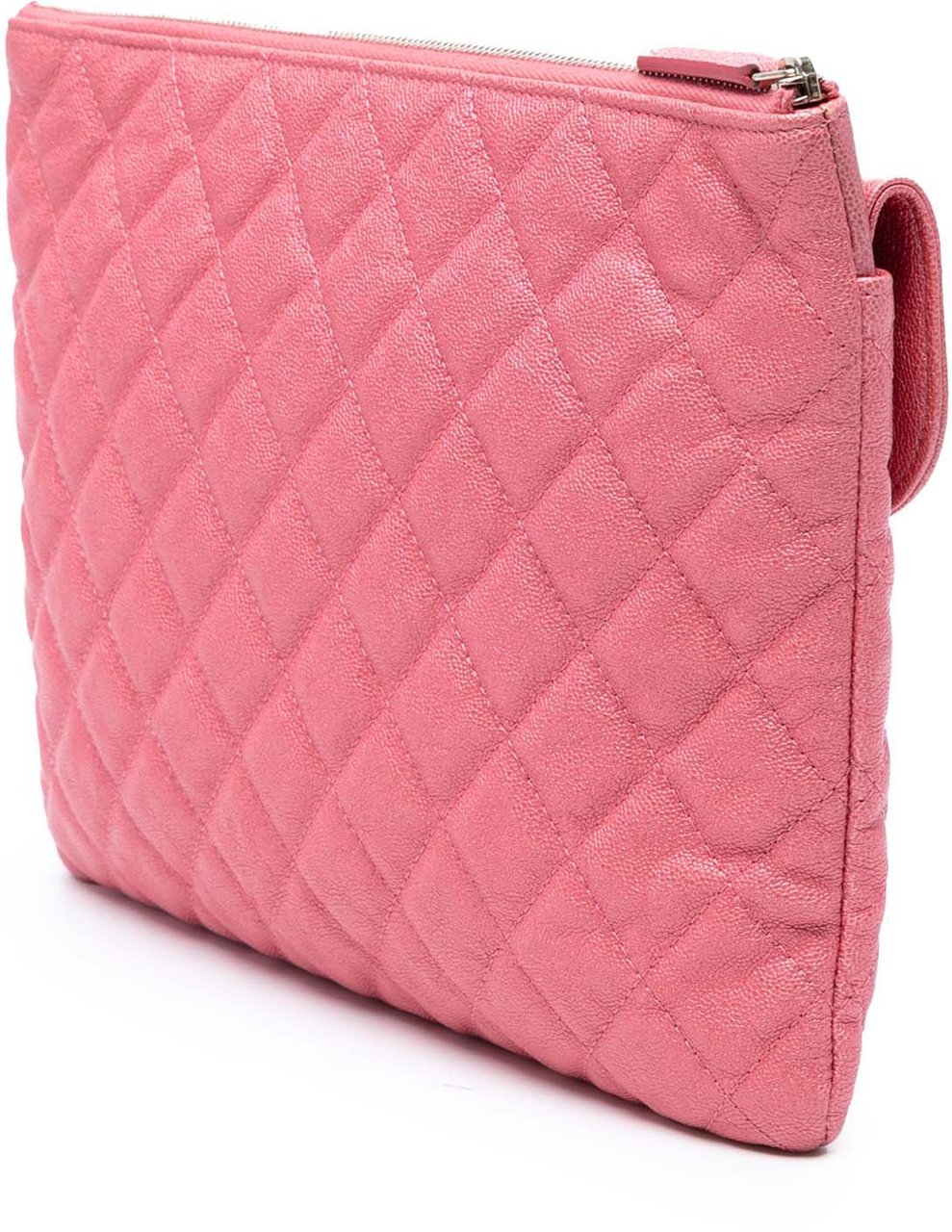Chanel Medium CC Quilted Caviar Flap Cosmetic Case Roze