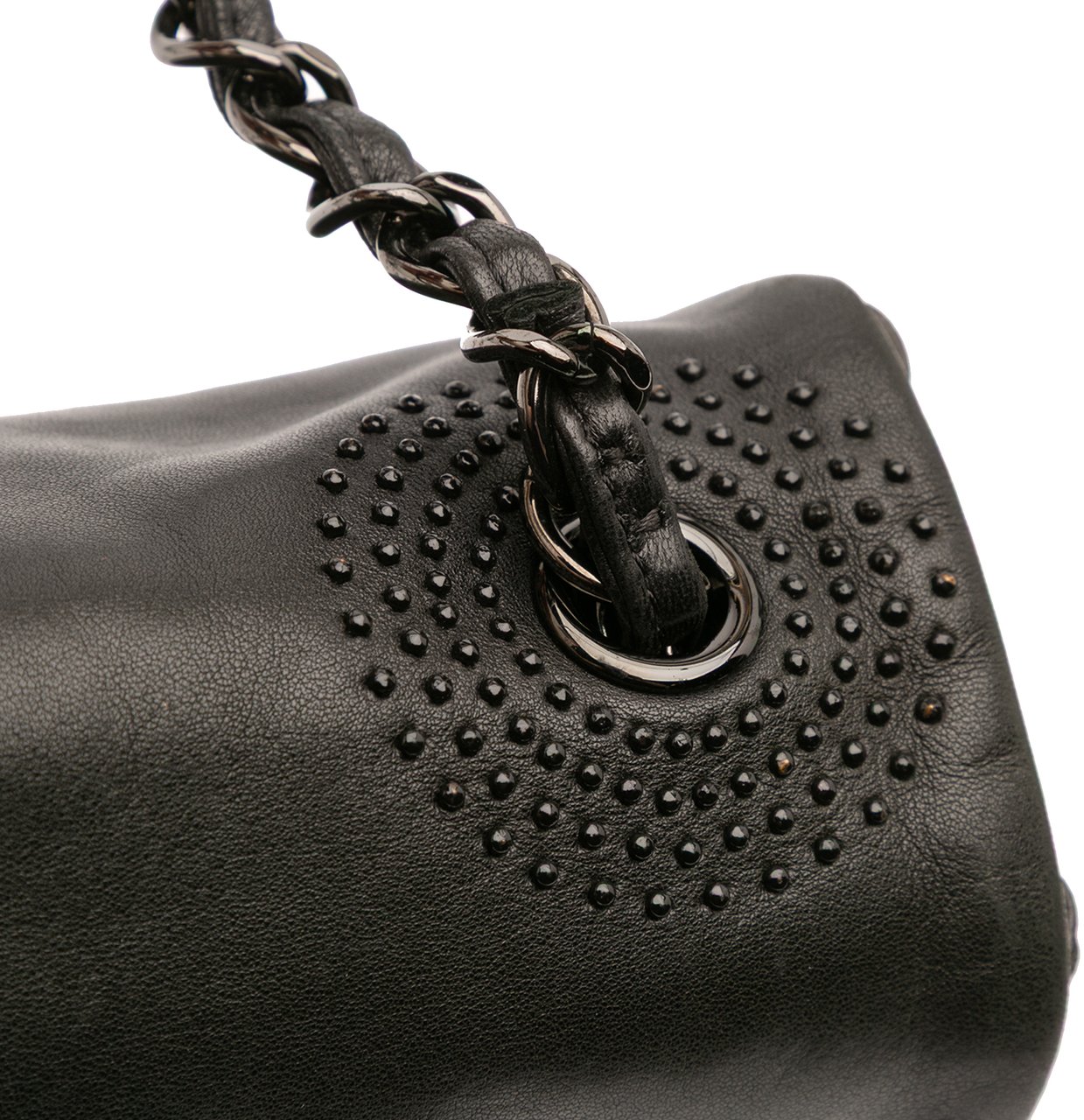 Chanel CC Studded Lambskin East West Flap Zwart
