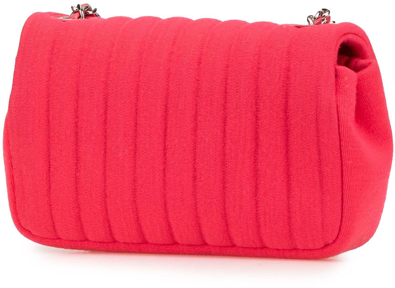 Chanel Mini Vertical Quilted Jersey Single Flap Roze