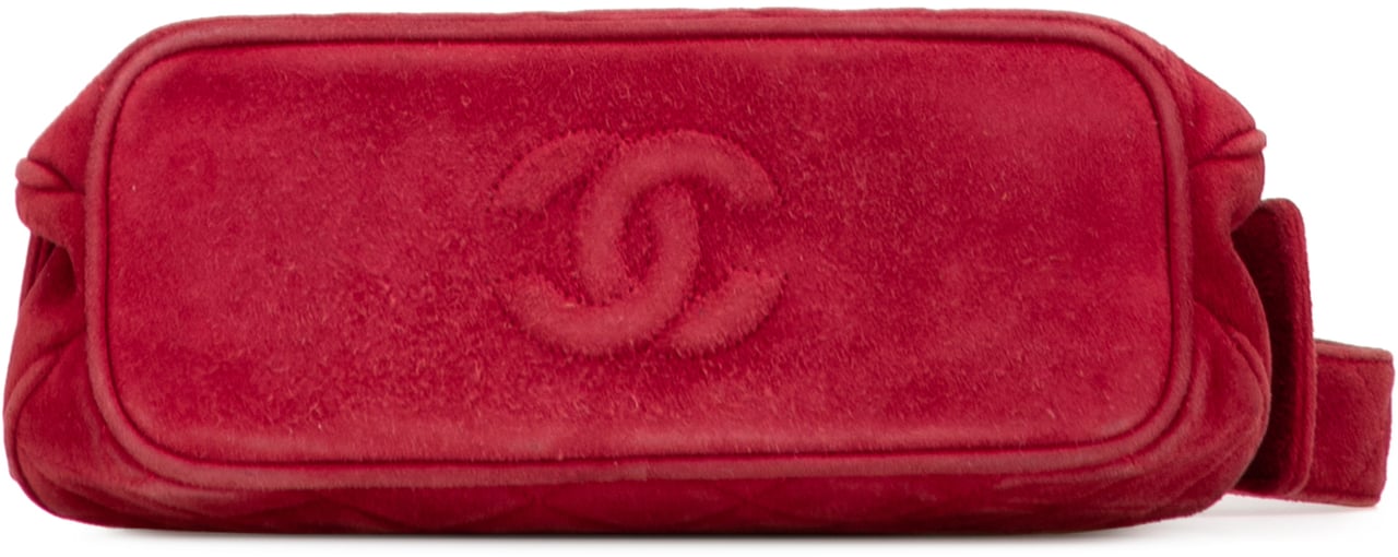 Chanel Quilted Suede Metal Frame Handbag Rood