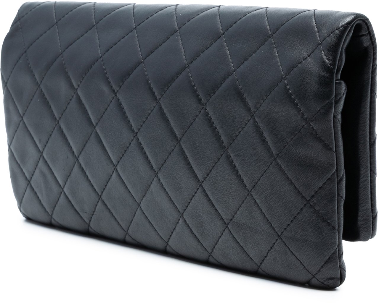 Chanel Quilted Lambskin CC Beauty Foldover Clutch Zwart