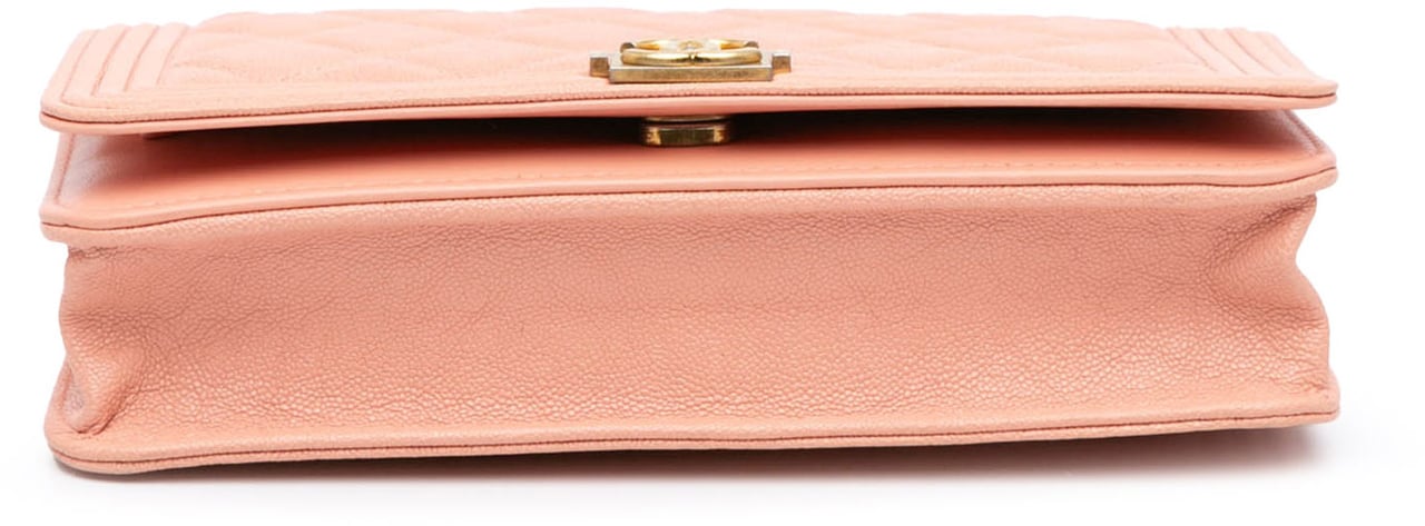 Chanel Quilted Caviar Boy Wallet on Chain Roze