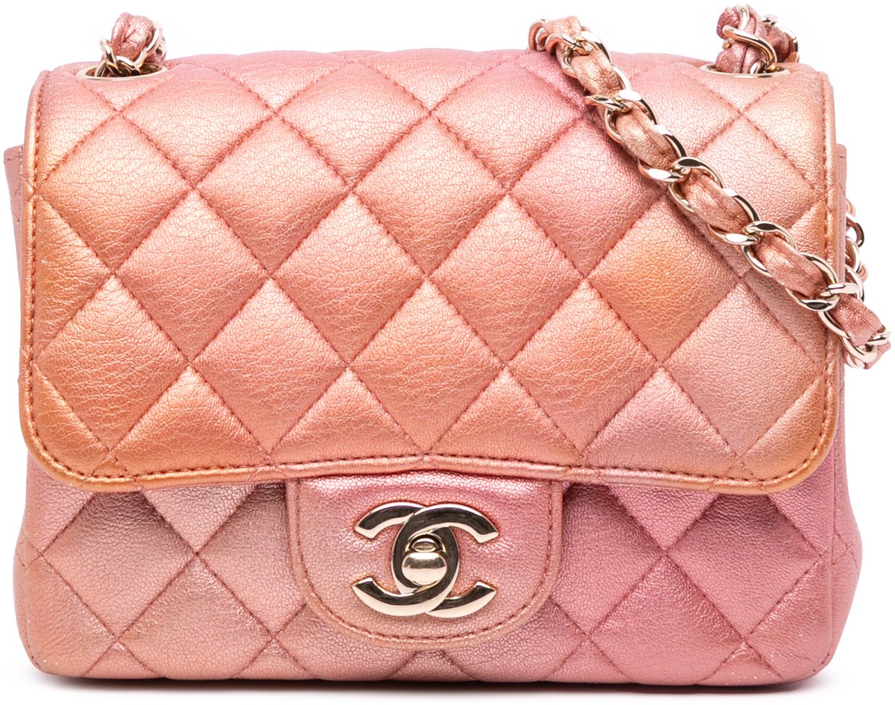 Chanel Mini Square Iridescent Calfskin Flap Oranje