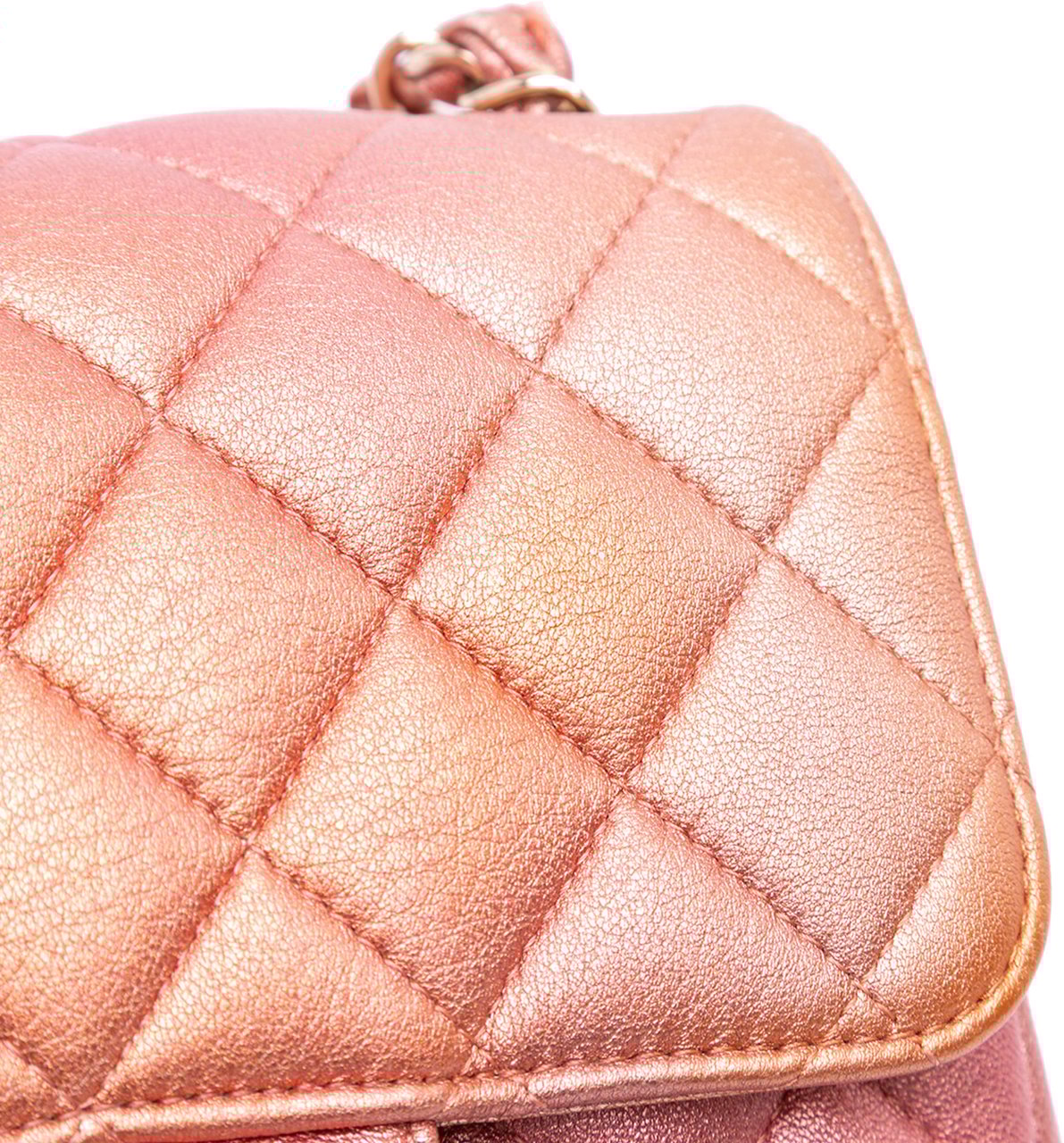 Chanel Mini Square Iridescent Calfskin Flap Oranje