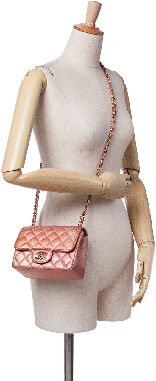 Chanel Mini Square Iridescent Calfskin Flap Oranje