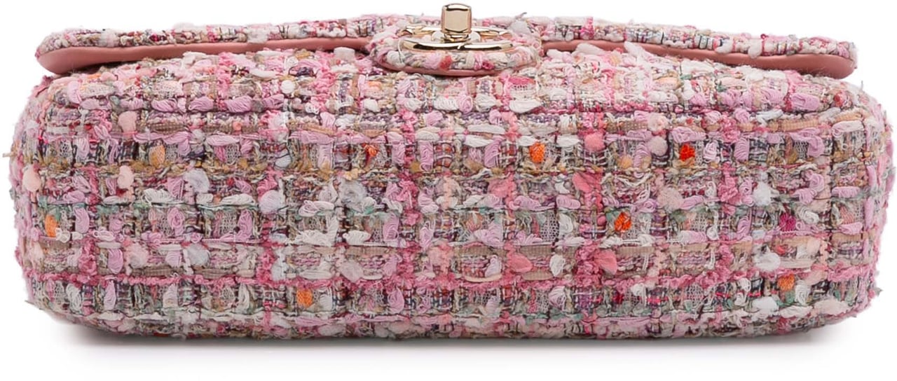 Chanel Mini Tweed Pearl Top Handle Flap Roze