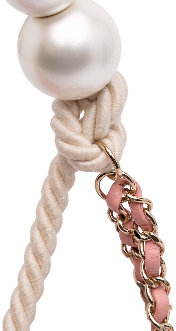 Chanel Mini Tweed Pearl Top Handle Flap Roze