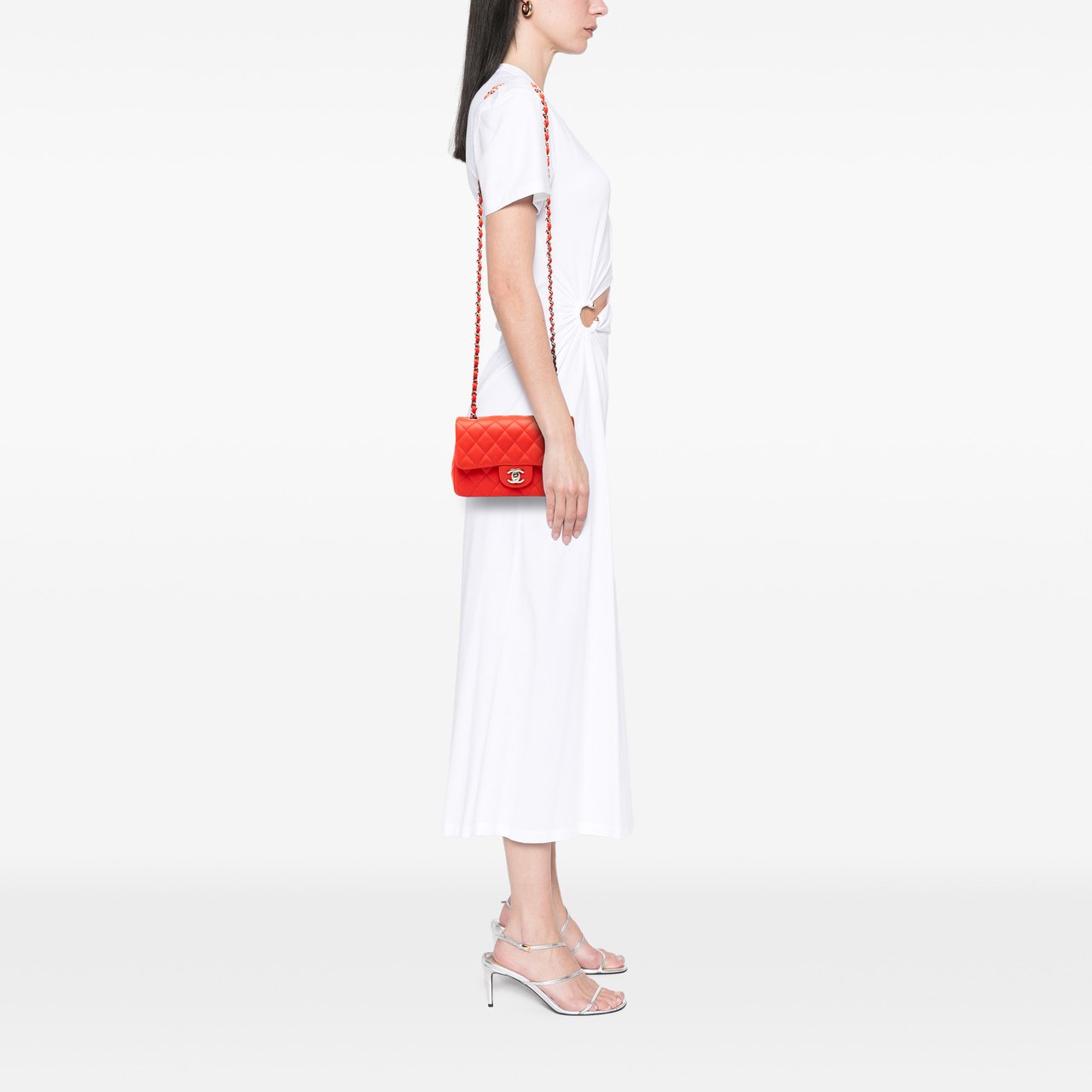 Chanel Mini Rectangular Classic Lambskin Single Flap Rood