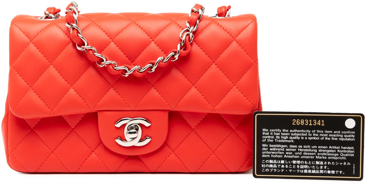 Chanel Mini Rectangular Classic Lambskin Single Flap Rood