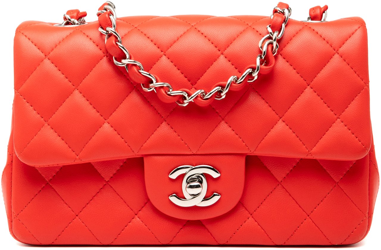 Chanel Mini Rectangular Classic Lambskin Single Flap Rood