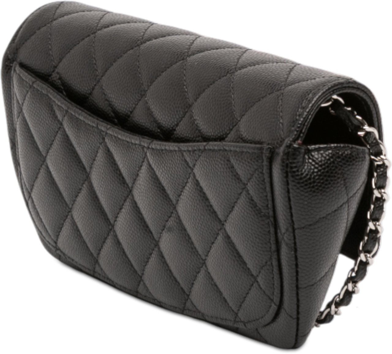 Chanel Quilted Caviar Sunglasses Case with Chain Zwart