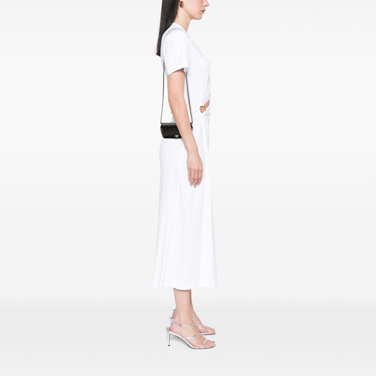 Chanel Quilted Caviar Sunglasses Case with Chain Zwart