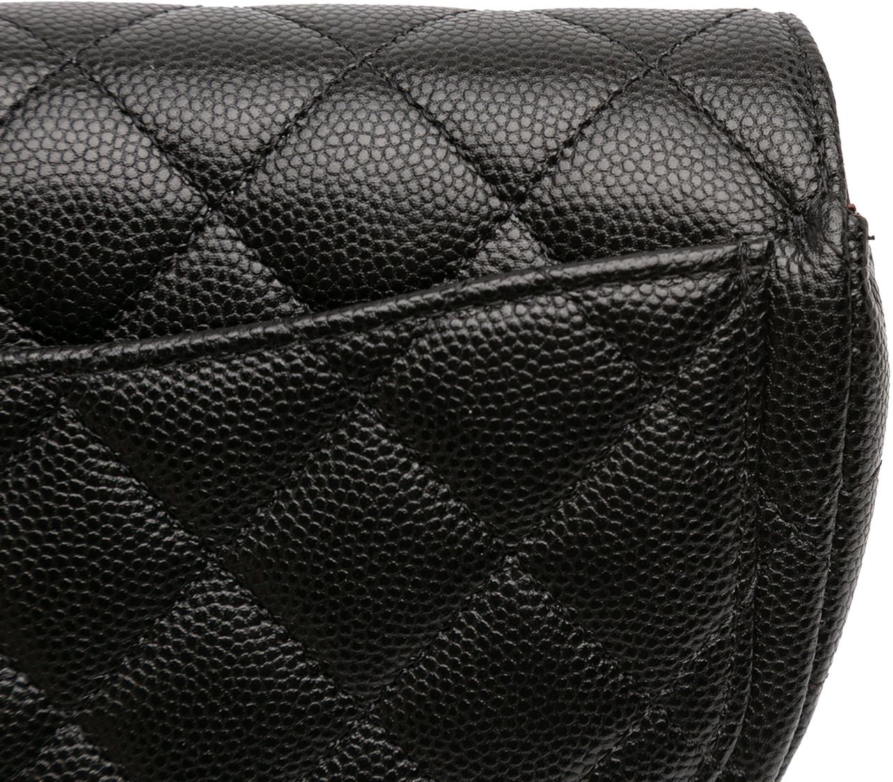 Chanel Quilted Caviar Sunglasses Case with Chain Zwart