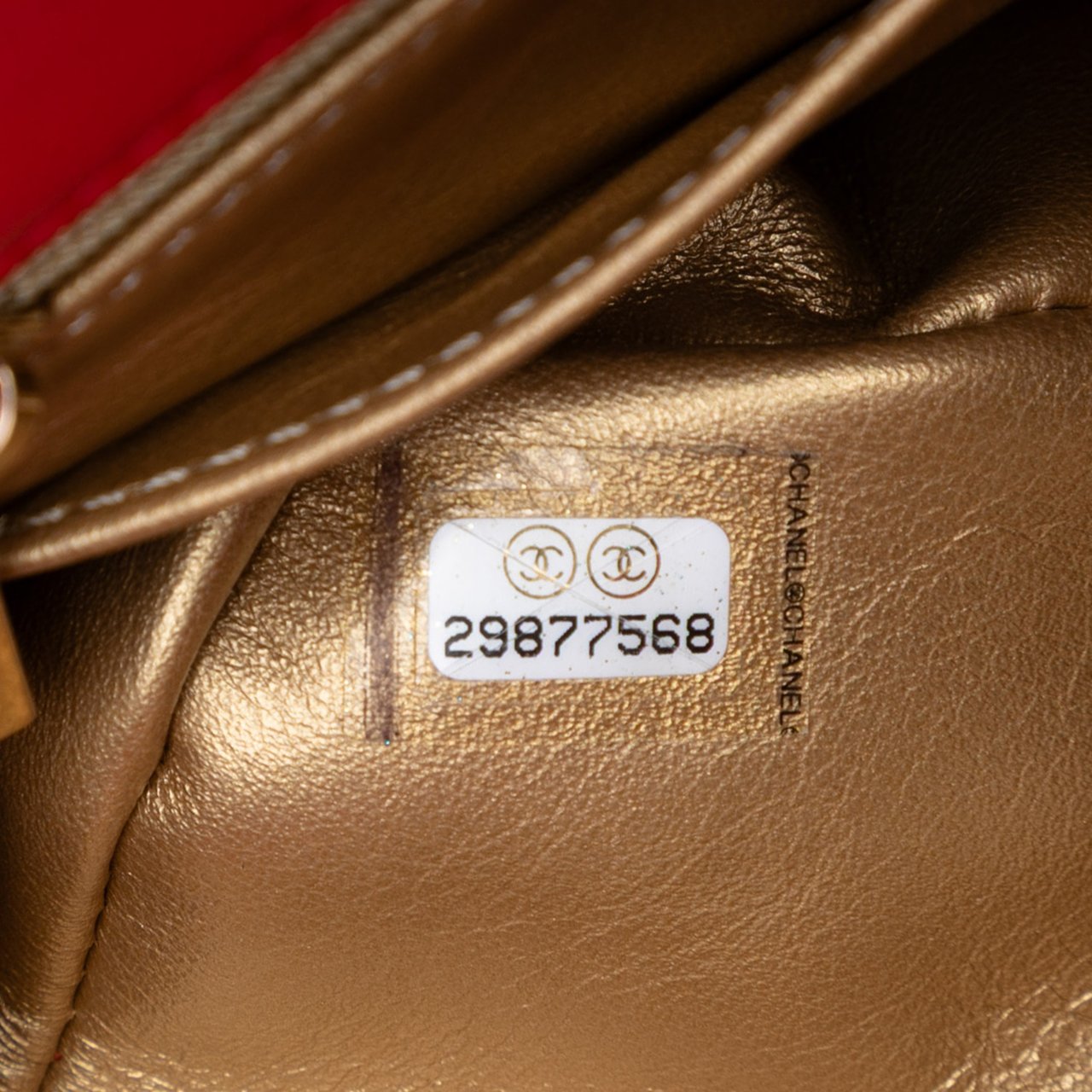 Chanel Mini Square Classic Lambskin Pearl Crush Single Flap Rood