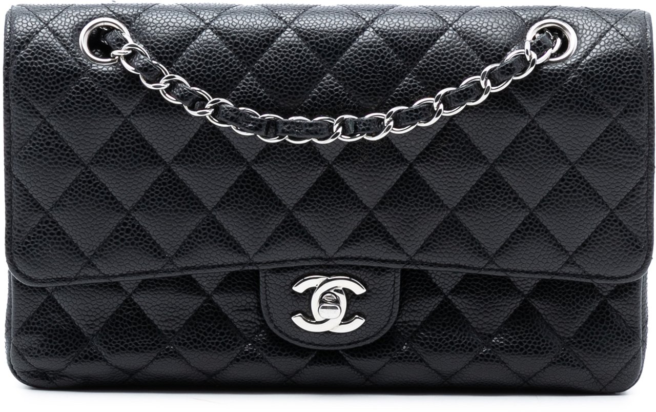 Chanel Medium Classic Caviar Double Flap Zwart