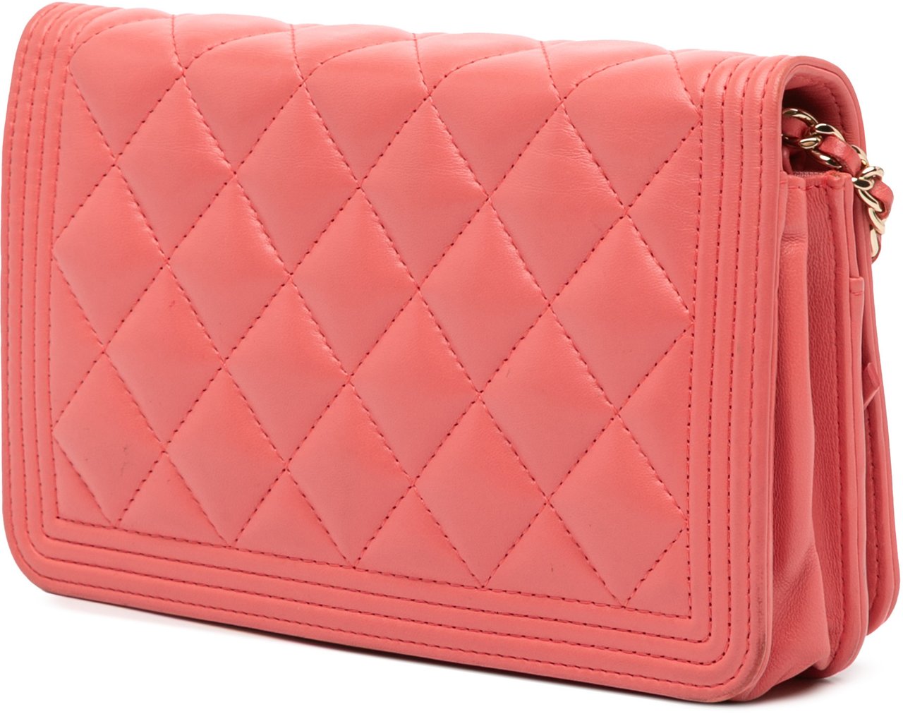 Chanel Lambskin Boy Wallet On Chain Roze