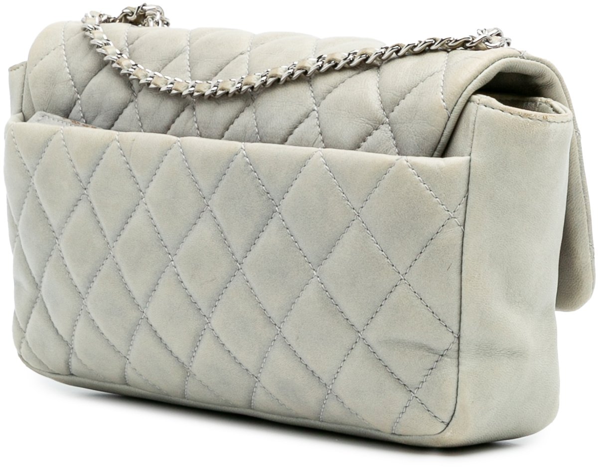 Chanel Medium Quilted Lambskin Coco Rain Flap Grijs