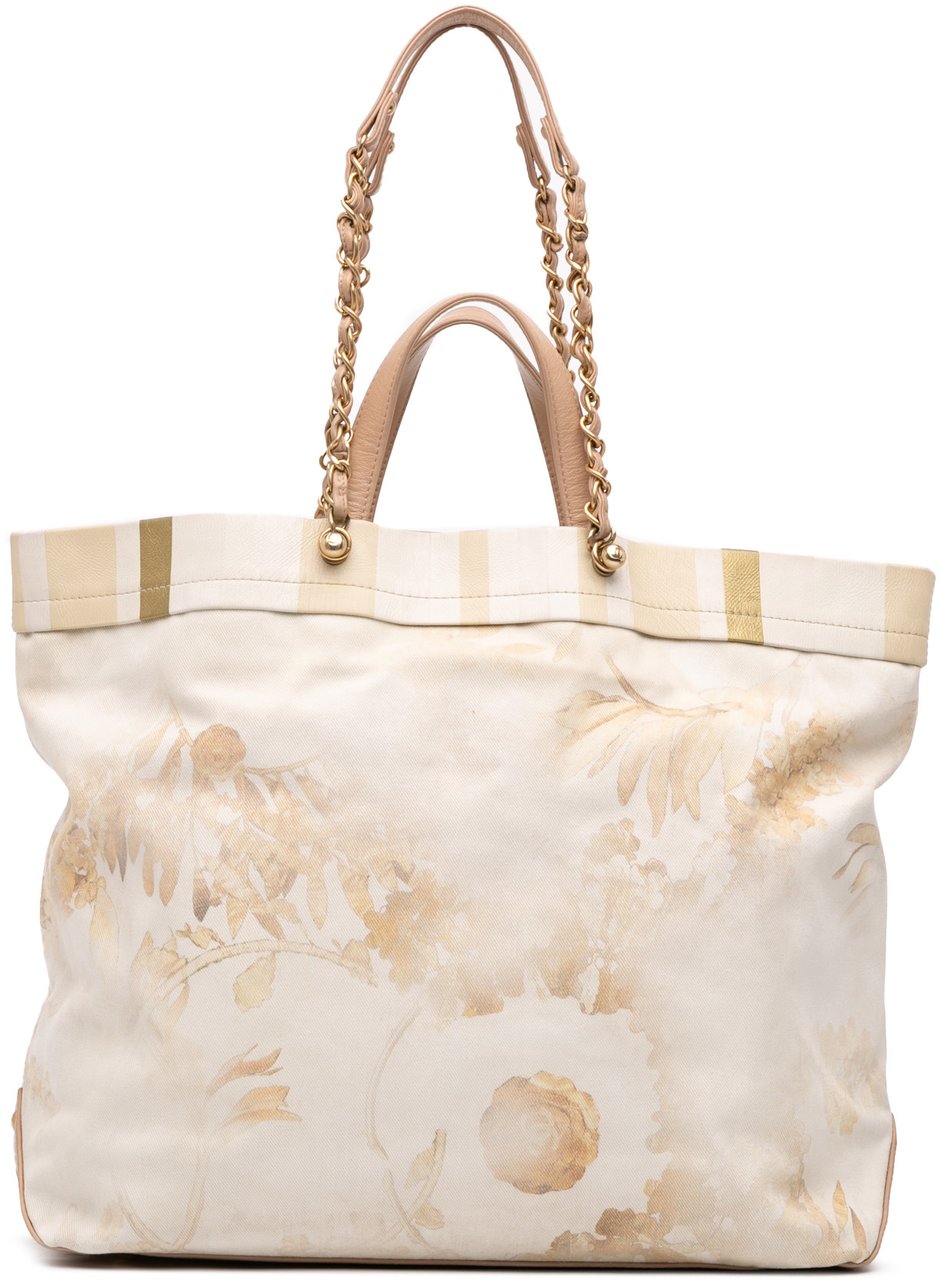 Chanel Canvas Floral Shopping Tote Bruin
